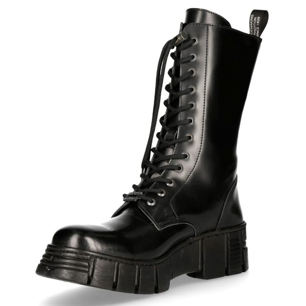 Bottes Hautes New Rock Wall En Cuir Antik Noires Retour Facile et Gratuit 5