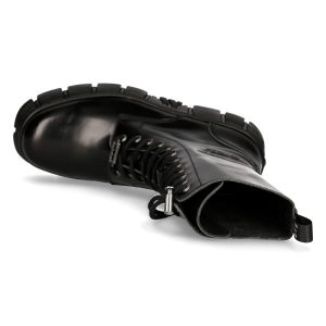 Bottes Hautes New Rock Wall En Cuir Antik Noires Retour Facile et Gratuit 22