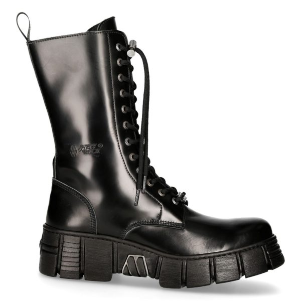 Bottes Hautes New Rock Wall En Cuir Antik Noires Retour Facile et Gratuit 1