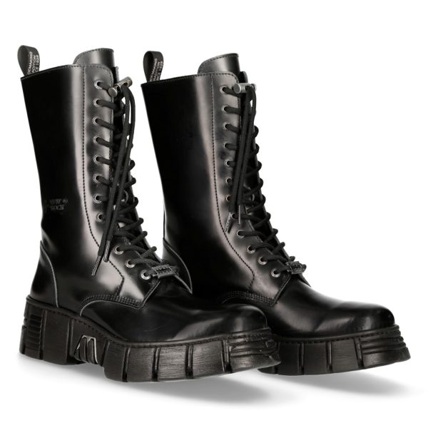 Bottes Hautes New Rock Wall En Cuir Antik Noires Retour Facile et Gratuit 9