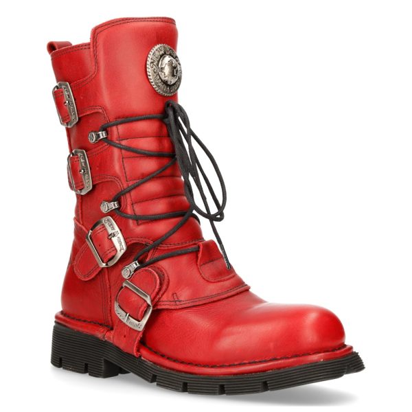 Bottes New Rock Comfort Light En Cuir Rouge magasin en ligne france 3