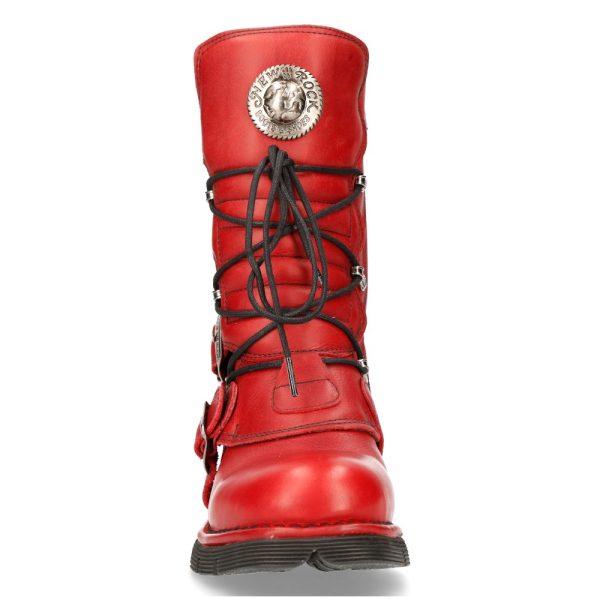 Bottes New Rock Comfort Light En Cuir Rouge magasin en ligne france 4