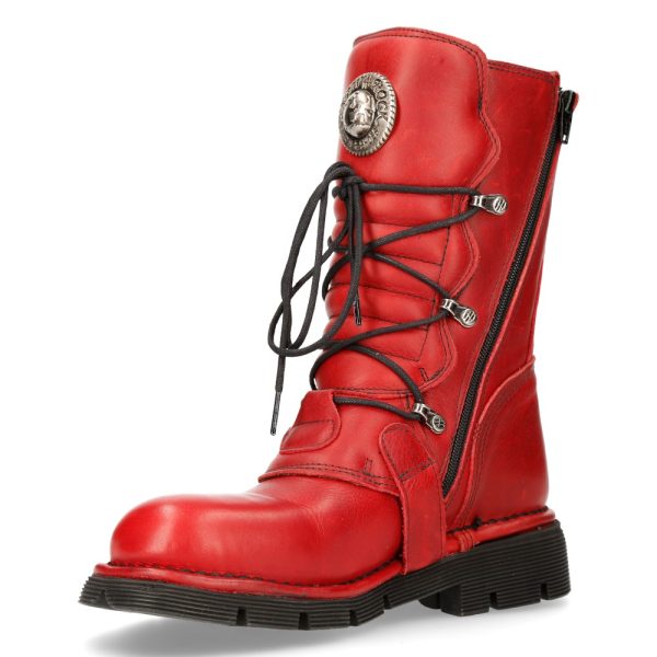 Bottes New Rock Comfort Light En Cuir Rouge magasin en ligne france 5