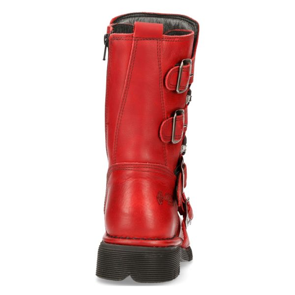 Bottes New Rock Comfort Light En Cuir Rouge magasin en ligne france 6
