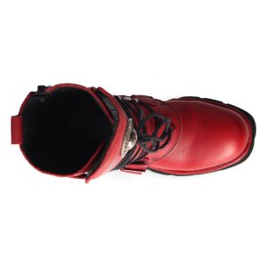 Bottes New Rock Comfort Light En Cuir Rouge magasin en ligne france 22