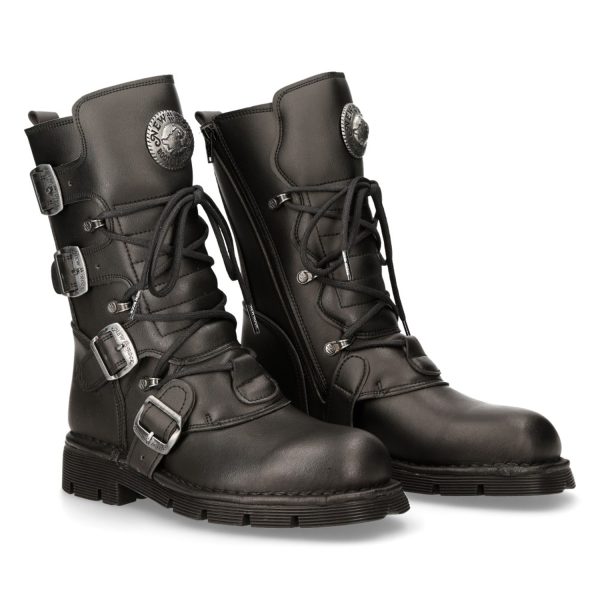 Retour Gratuit Bottes New Rock Comfort Light Vegan Noires 9