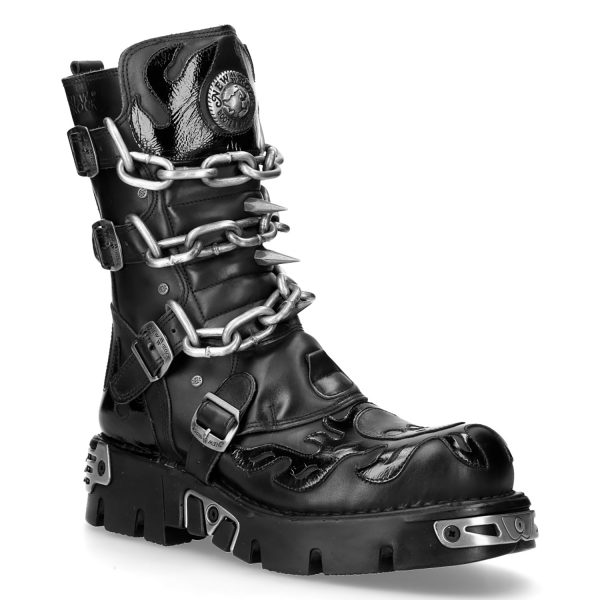 jusqu'à Bottes New Rock Metallic Itali Noir Et Skull En Cuir… 3