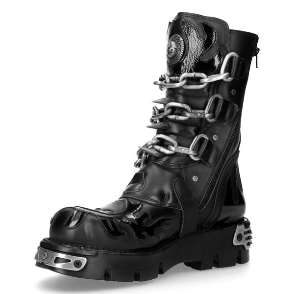 jusqu'à Bottes New Rock Metallic Itali Noir Et Skull En Cuir… 5