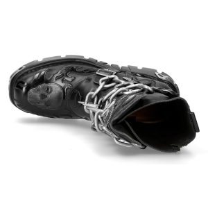 jusqu'à Bottes New Rock Metallic Itali Noir Et Skull En Cuir… 22