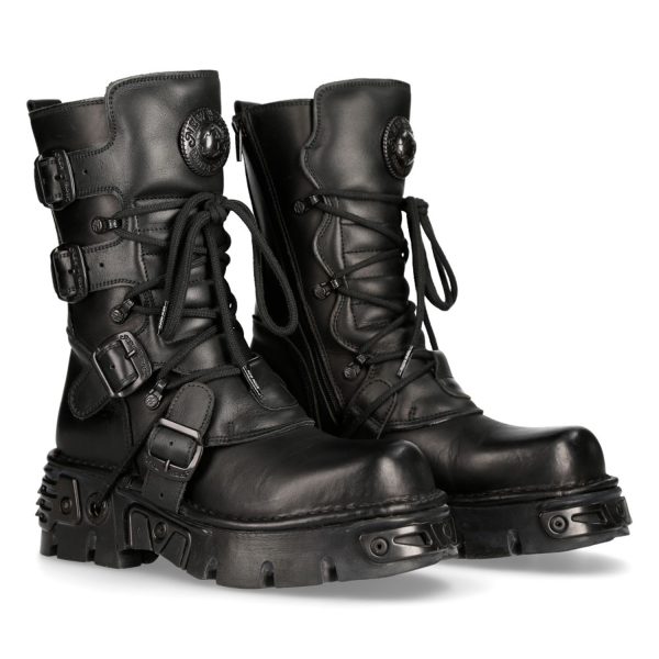 Bottes New Rock Metallic Oxido En Cuir Noir boutique 9