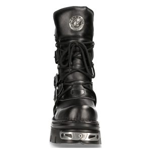 mode Bottes New Rock Metallic Reactor En Cuir Noir 14