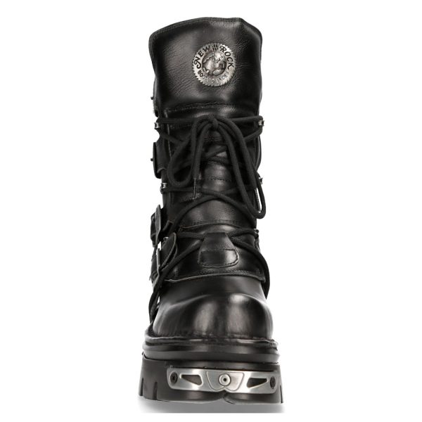 mode Bottes New Rock Metallic Reactor En Cuir Noir 4