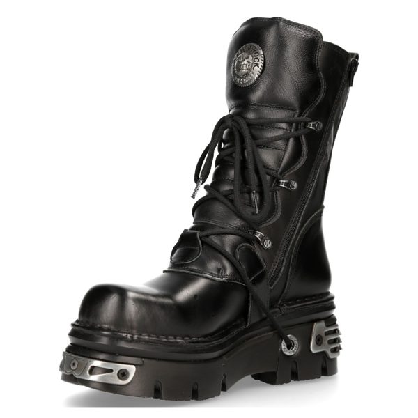 mode Bottes New Rock Metallic Reactor En Cuir Noir 5