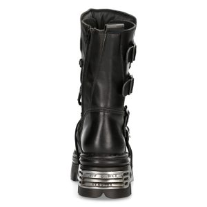 mode Bottes New Rock Metallic Reactor En Cuir Noir 18