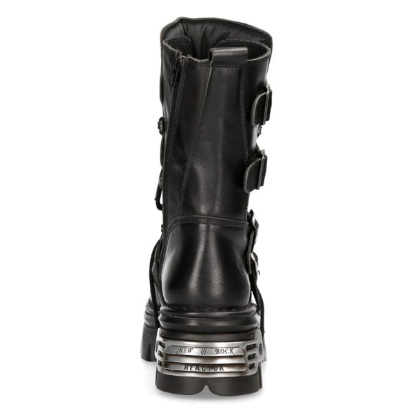 mode Bottes New Rock Metallic Reactor En Cuir Noir 6