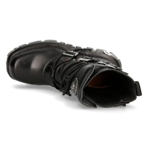 mode Bottes New Rock Metallic Reactor En Cuir Noir 22