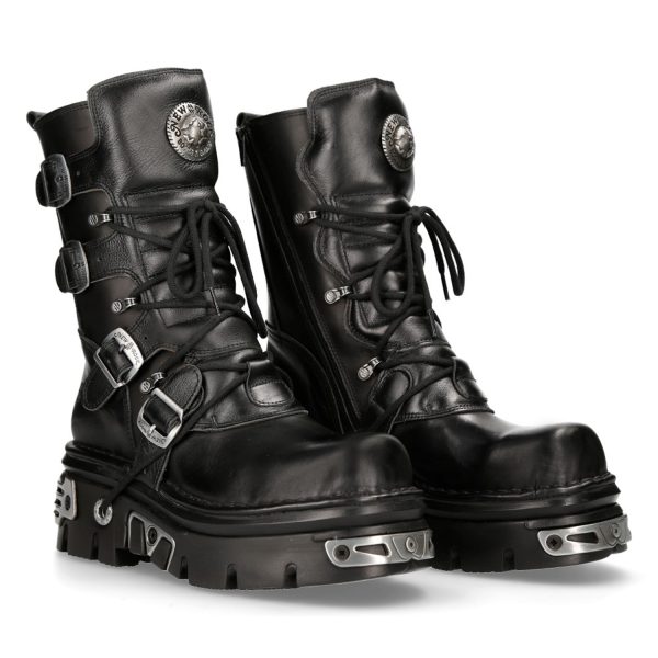 mode Bottes New Rock Metallic Reactor En Cuir Noir 9