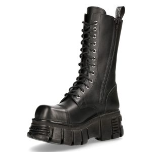 Bottes New Rock Newmili En Cuir Noir prix pas cher 16