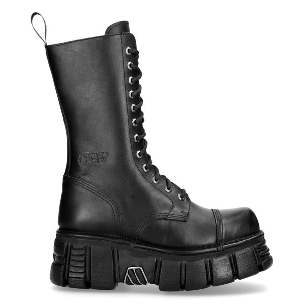 Bottes New Rock Newmili En Cuir Noir prix pas cher 1