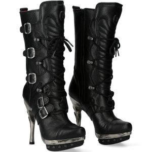 boutiqued en ligne Bottes New Rock Punk En Cuir Nomada Noir 24