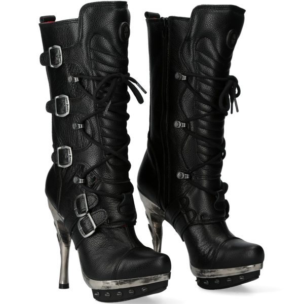 boutiqued en ligne Bottes New Rock Punk En Cuir Nomada Noir 9