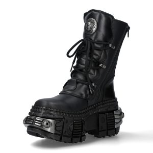 Bottes New Rock Wall En Cuir Itali Et Nomada Noirs magasins pour 16