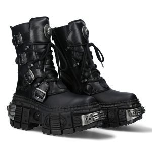 Bottes New Rock Wall En Cuir Itali Et Nomada Noirs magasins pour 24