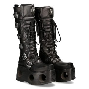 Bottes Plateformes Hautes New Rock Metallic En Cuir… Nouvelle Collection 24