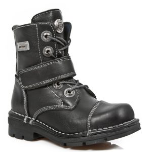 Bottines Enfants New Rock Kid En Cuir Itali Noir Nouvelle tendance 11