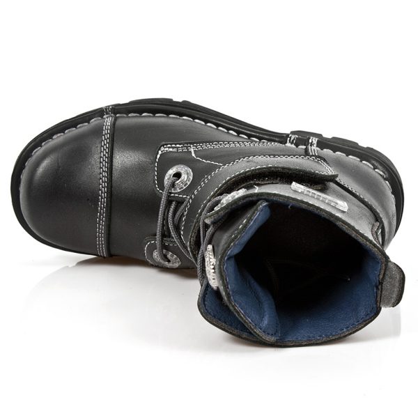 Bottines Enfants New Rock Kid En Cuir Itali Noir Nouvelle tendance 8