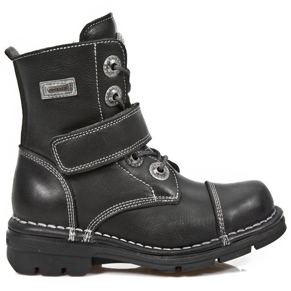 Bottines Enfants New Rock Kid En Cuir Itali Noir Nouvelle tendance 1