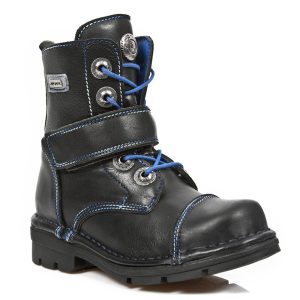 Bottines Enfants New Rock Kid En Cuir Itali Noir… Réductions 11