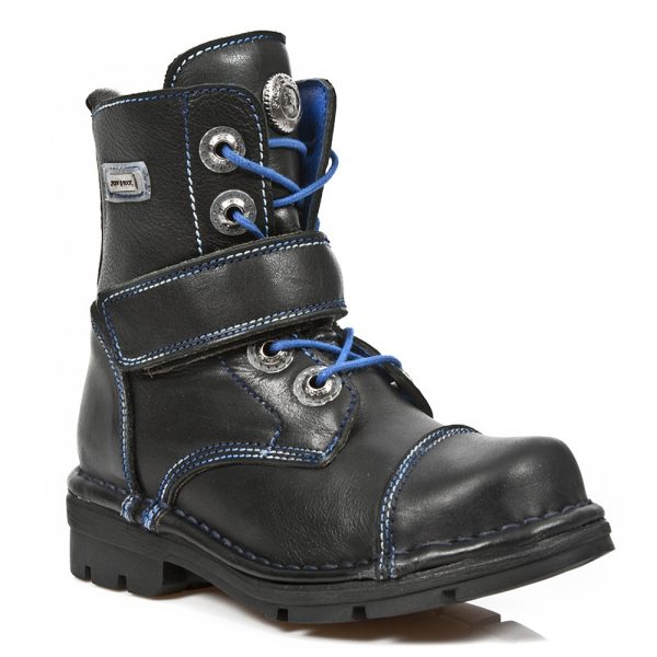 Bottines Enfants New Rock Kid En Cuir Itali Noir… Réductions 3