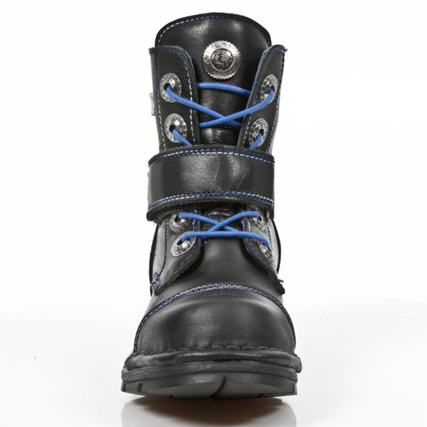 Bottines Enfants New Rock Kid En Cuir Itali Noir… Réductions 4