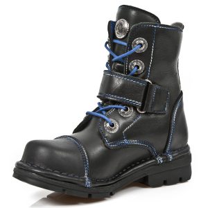 Bottines Enfants New Rock Kid En Cuir Itali Noir… Réductions 15