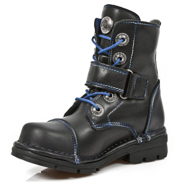 Bottines Enfants New Rock Kid En Cuir Itali Noir… Réductions 5