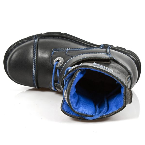 Bottines Enfants New Rock Kid En Cuir Itali Noir… Réductions 8