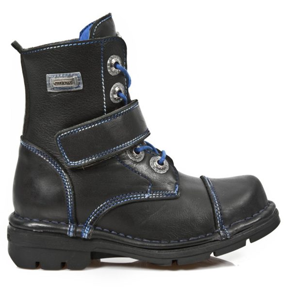 Bottines Enfants New Rock Kid En Cuir Itali Noir… Réductions 1
