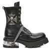 belle NEW ROCK Bottines Neo Biker En Cuir Itali Noir Avec Skull Et… 26