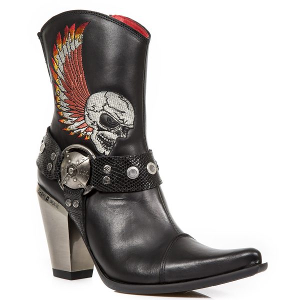 Bottines New Rock Bull En Cuir Itali Noir Avec… qualité supérieure 3