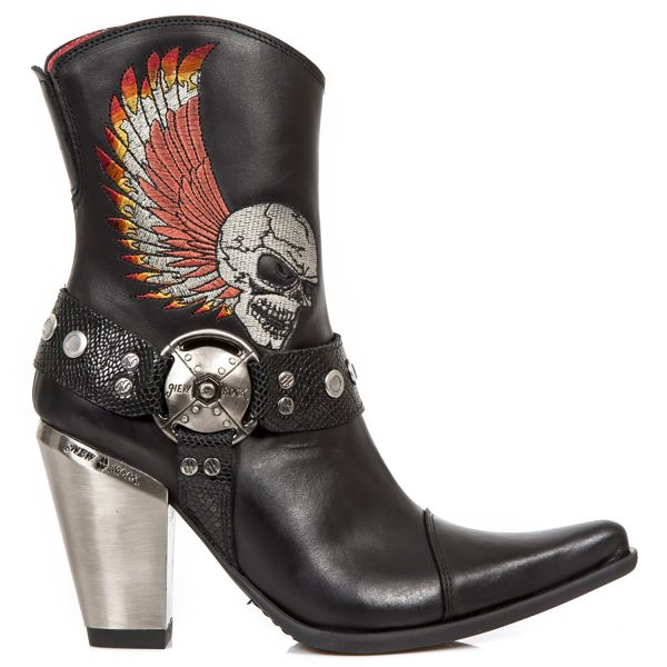 Bottines New Rock Bull En Cuir Itali Noir Avec… qualité supérieure 1