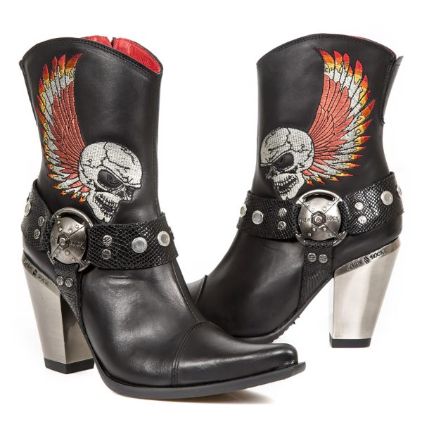 Bottines New Rock Bull En Cuir Itali Noir Avec… qualité supérieure 9
