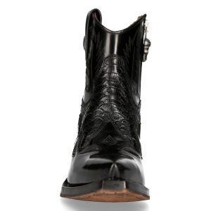 marque pas cher en ligne Bottines New Rock En Cuir Antik Et Python Noir 14