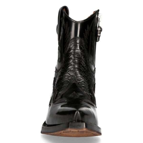 marque pas cher en ligne Bottines New Rock En Cuir Antik Et Python Noir 4