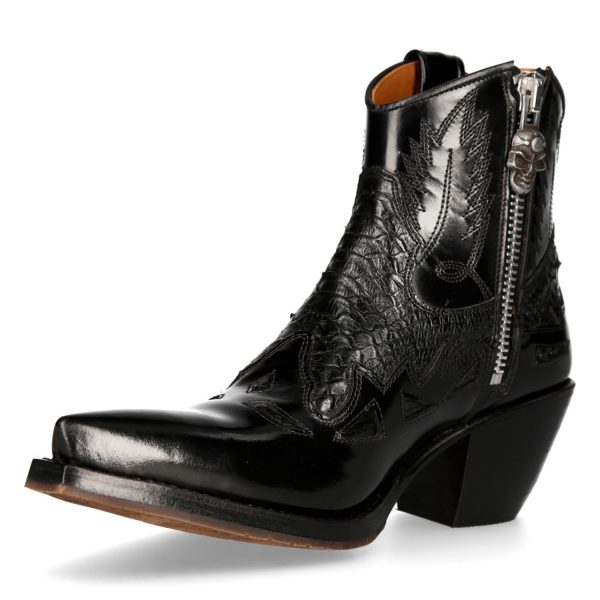 marque pas cher en ligne Bottines New Rock En Cuir Antik Et Python Noir 5