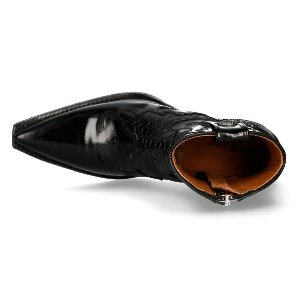 marque pas cher en ligne Bottines New Rock En Cuir Antik Et Python Noir 8