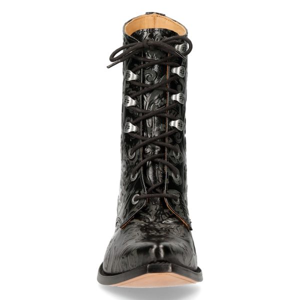 Bottines New Rock En Cuir Vintage Flower Noir commentaire favorable 4