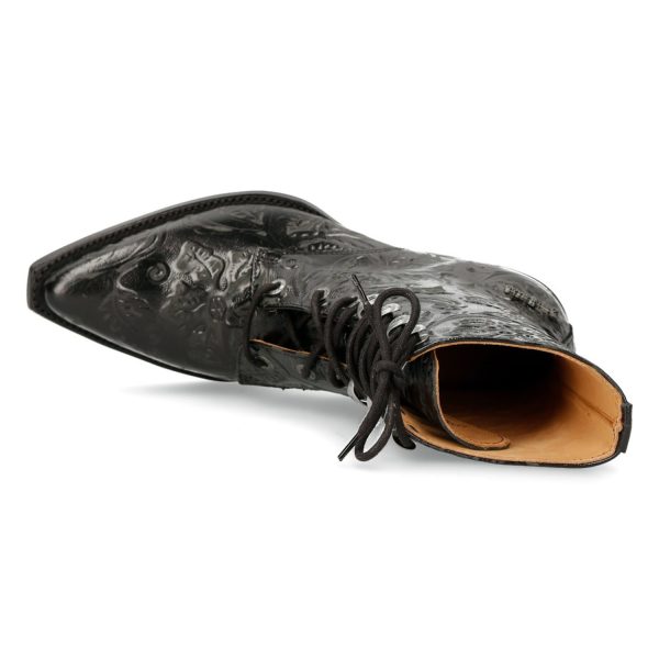 Bottines New Rock En Cuir Vintage Flower Noir commentaire favorable 8