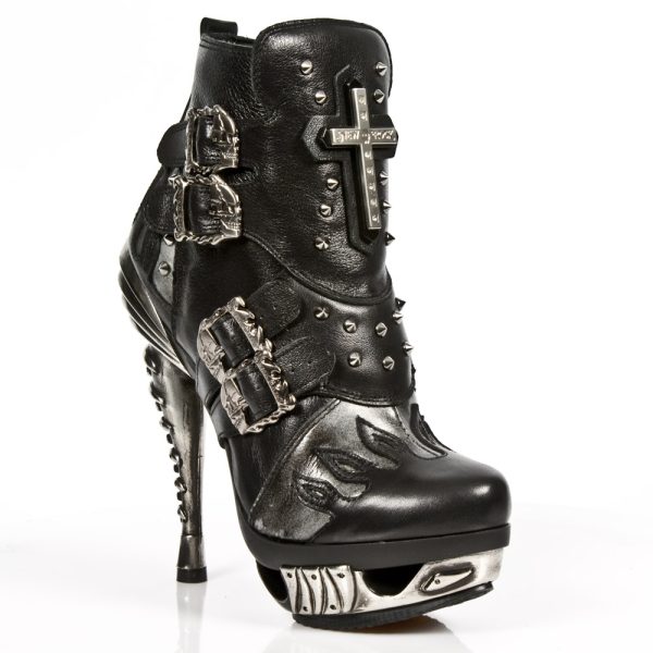 pas cher Bottines New Rock Magneto En Cuir Nomada Noir Et… 3