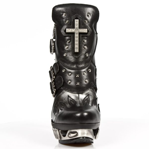 pas cher Bottines New Rock Magneto En Cuir Nomada Noir Et… 4